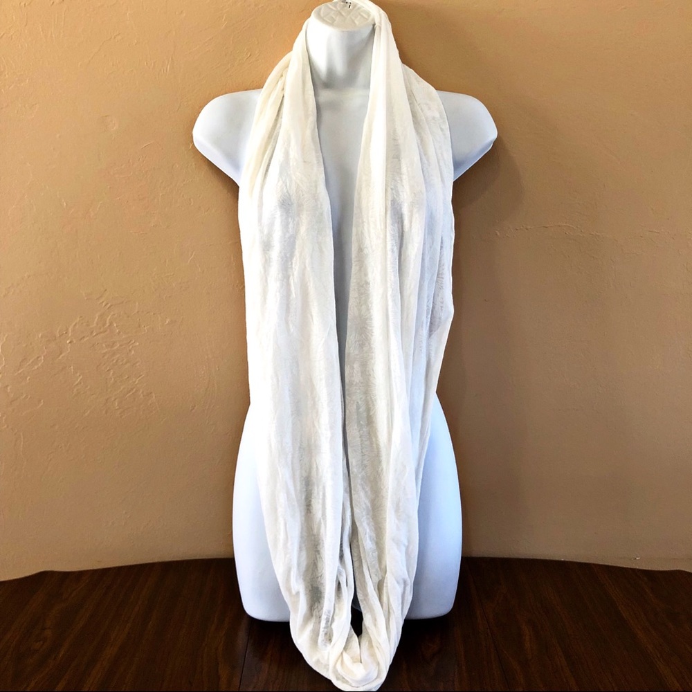 Floral White Infinity Scarf